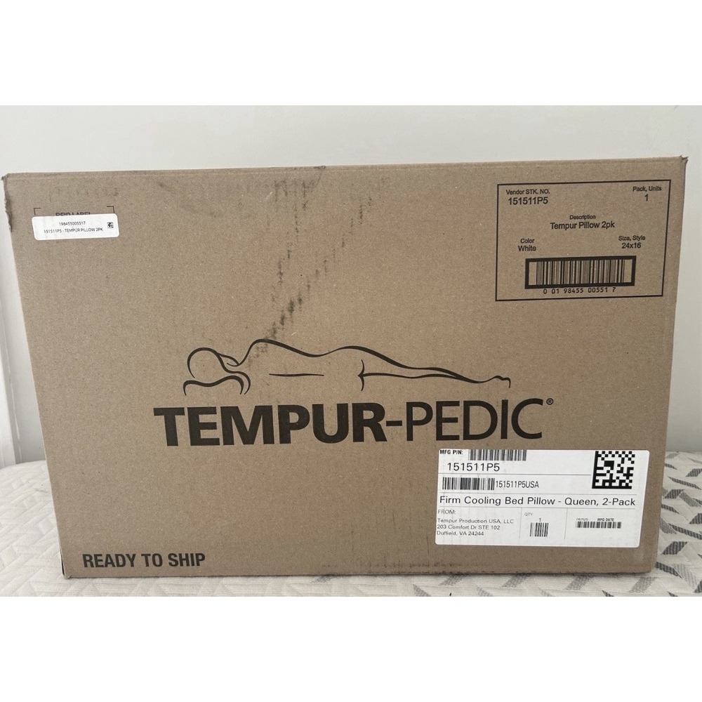 NEW Tempur-Pedic FIRM Cooling Bed Pillow Queen 2 Pack New in Box! Ready to Ship!